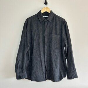 Zara wool blend Grey Button Down shirt Front Pocket Size L